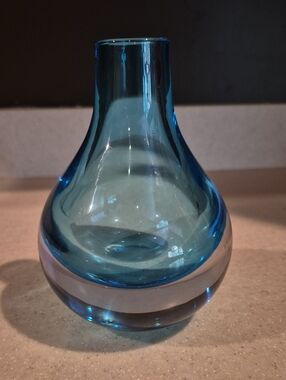 IKEA Blue Glass Bud Vase - Teardrop Shape